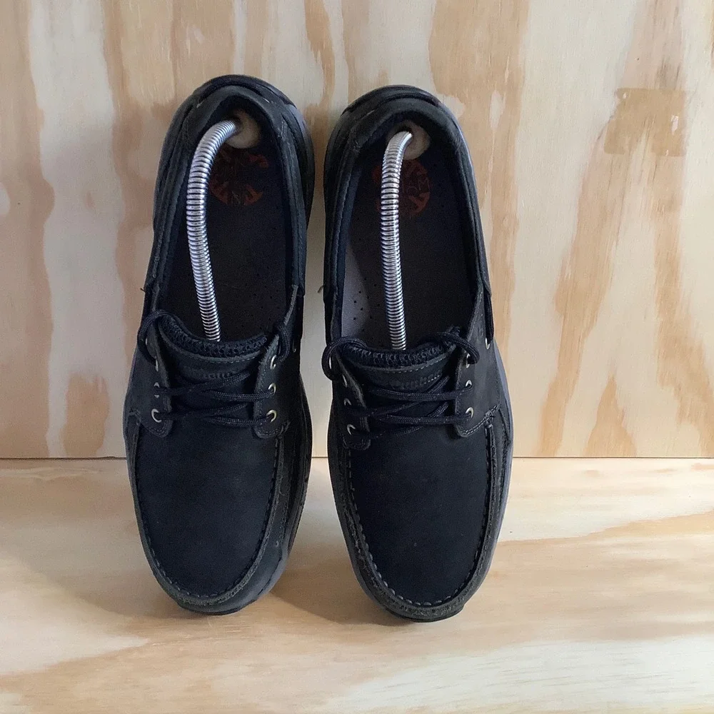 Dunham Captain Mens Black Leather Boat Shoes MCN410BK Size 9.5 D Loafers